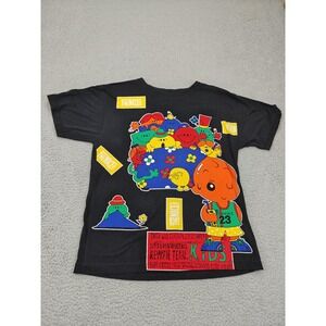 Vintage FRUITS Shirt Kids Small Black Colorful Kewpie Basketball Cartoon 90s Tee